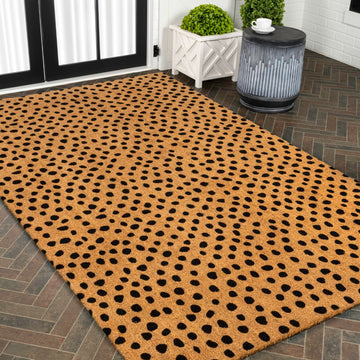 Daphne Modern Classic Animal-spot Bordered Coir Area Rug